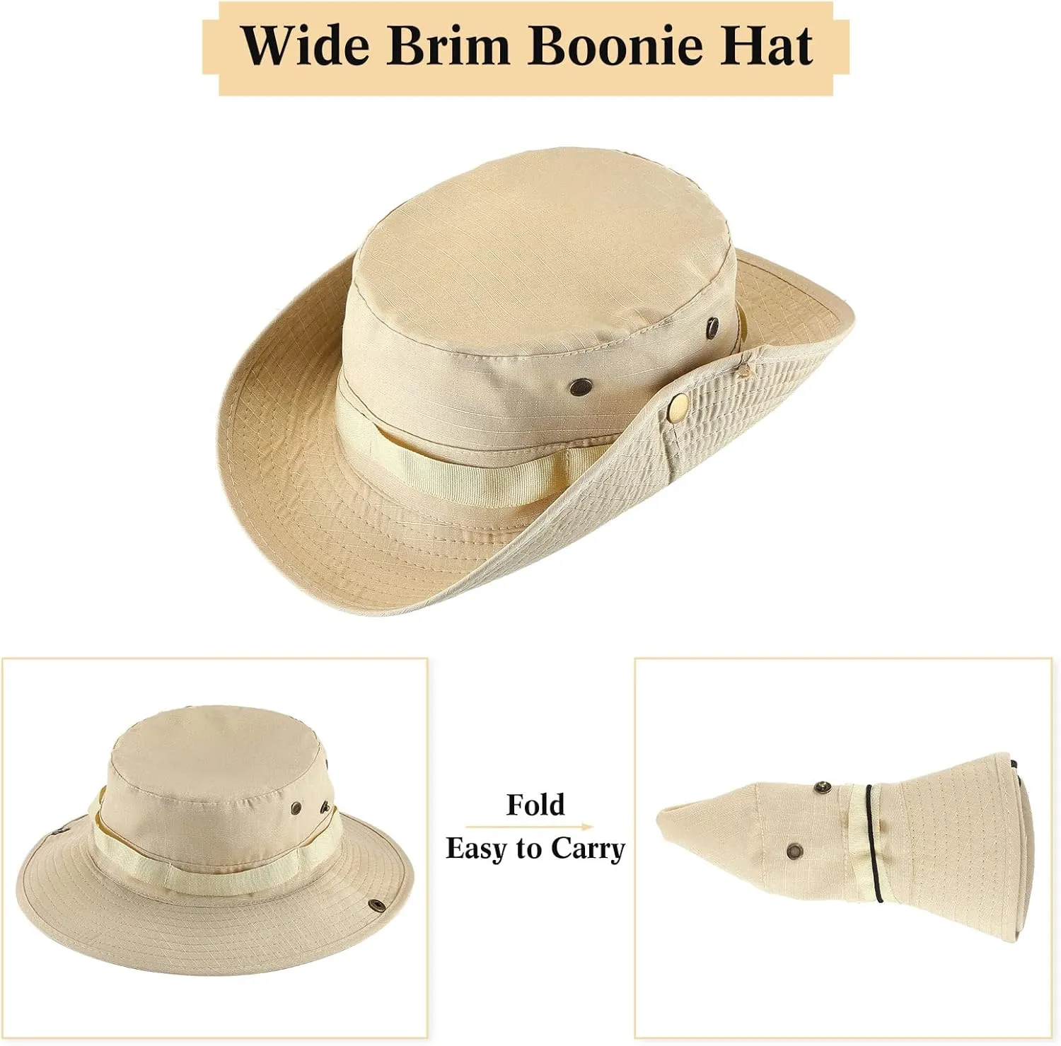 Xtinmee 10 Pieces Bucket Hat Bulk Wide Brim Boonie Hiking Fishing Safari Hat with Chin Strap for Women Men Adult Summer