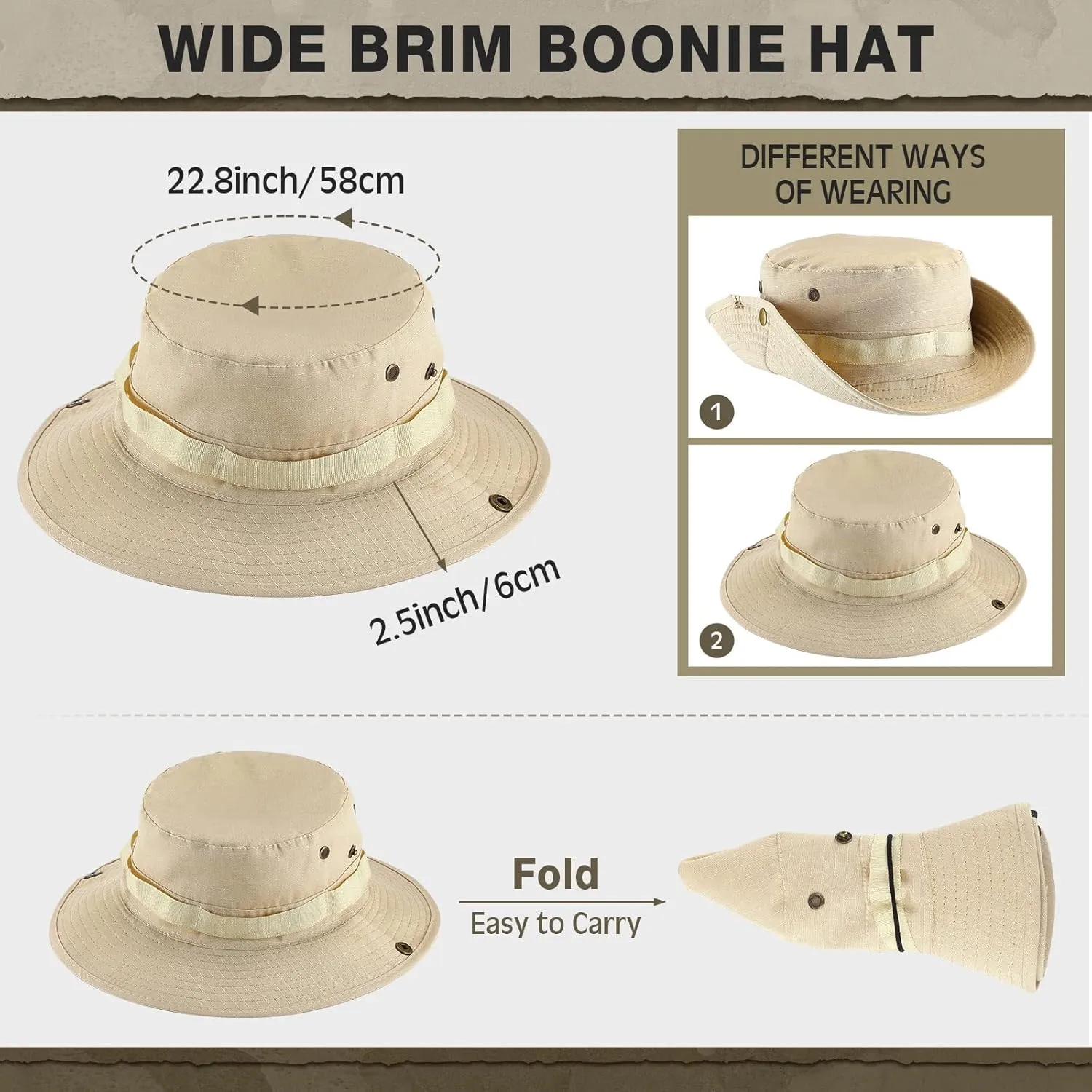 Xtinmee 20 Pcs Boonie Hat Bulk Wide Brim Bucket Hat Safari Hats Outdoor Sun Hats for Hiking Camping with Adjustable Strap