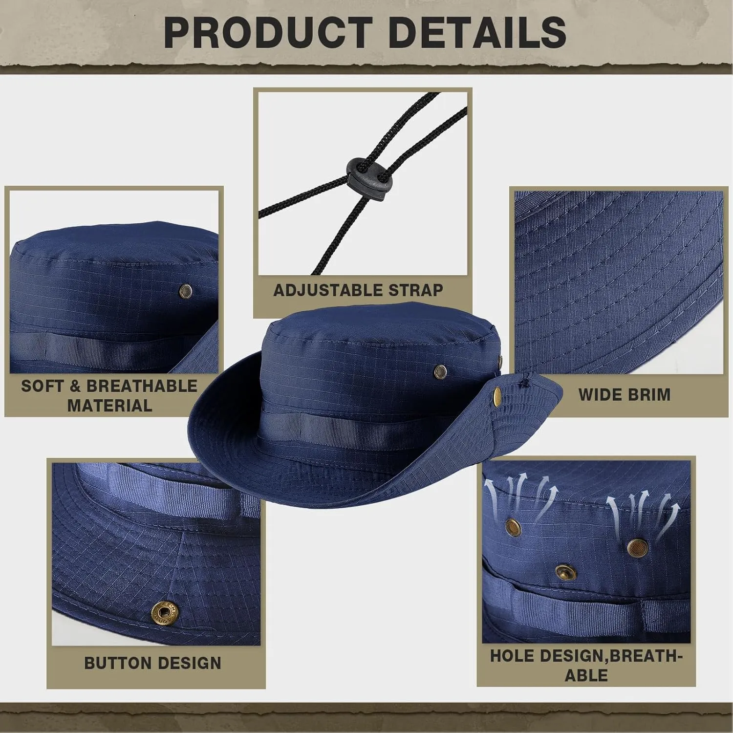 Xtinmee 20 Pcs Boonie Hat Bulk Wide Brim Bucket Hat Safari Hats Outdoor Sun Hats for Hiking Camping with Adjustable Strap
