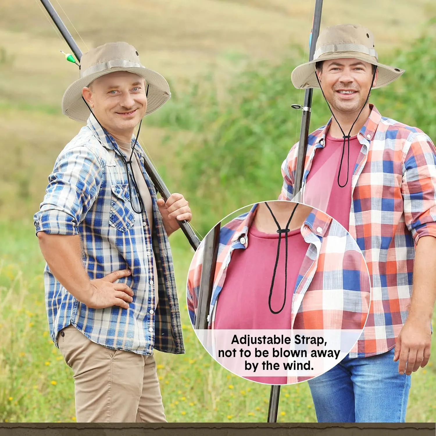 Xtinmee 20 Pcs Boonie Hat Bulk Wide Brim Bucket Hat Safari Hats Outdoor Sun Hats for Hiking Camping with Adjustable Strap