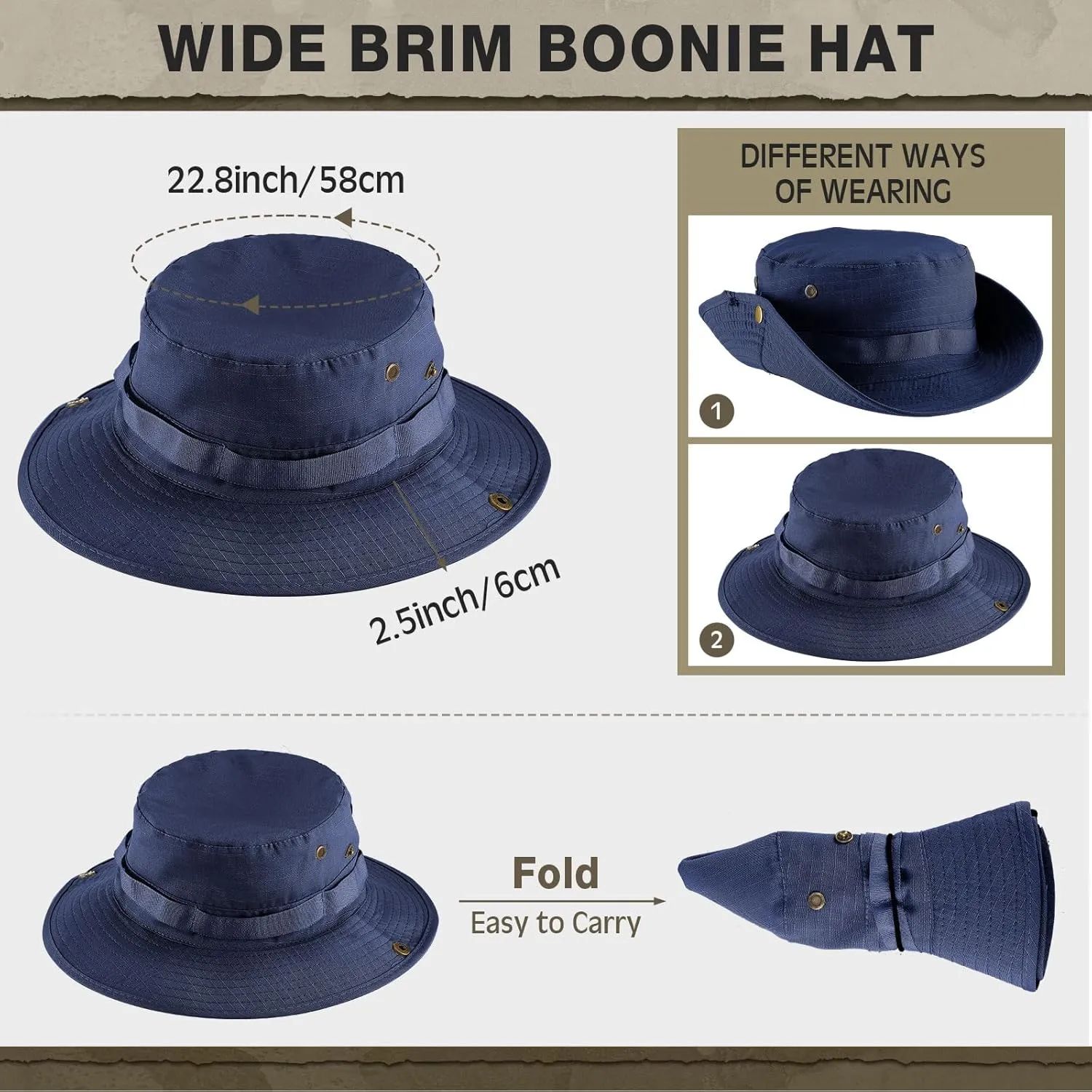 Xtinmee 20 Pcs Boonie Hat Bulk Wide Brim Bucket Hat Safari Hats Outdoor Sun Hats for Hiking Camping with Adjustable Strap