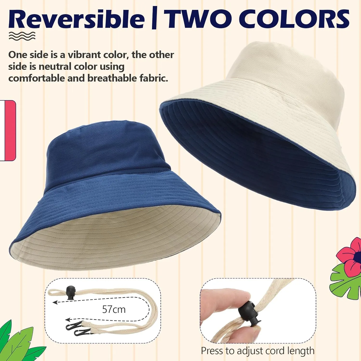 Xuhal 24 Pcs Wide Brim Bucket Hats for Women Bulk UPF 50  UV Sun Hats Beach Summer Solid Color for Holiday