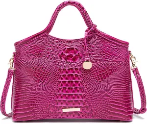 XXGJOALD-Satchel Bag Women’s Vegan Leather Purse Crocodile-Embossed Pattern with Top Handle Large Shoulder Bag Handbag