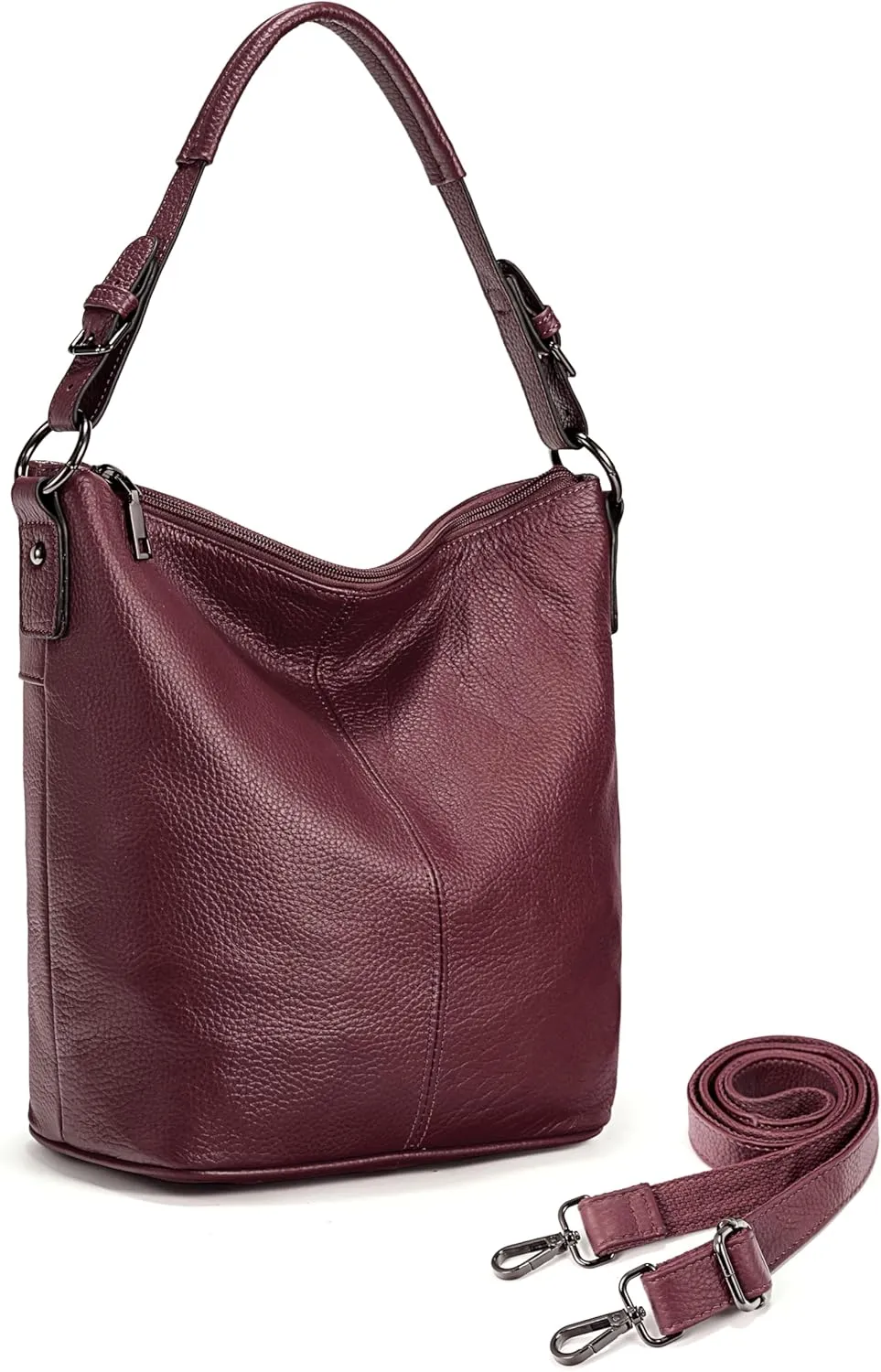 YALUXE Women's Genuine Leather Hobo Handbags Bucket Purses Shoulder Bags Cross-bodys Bags
