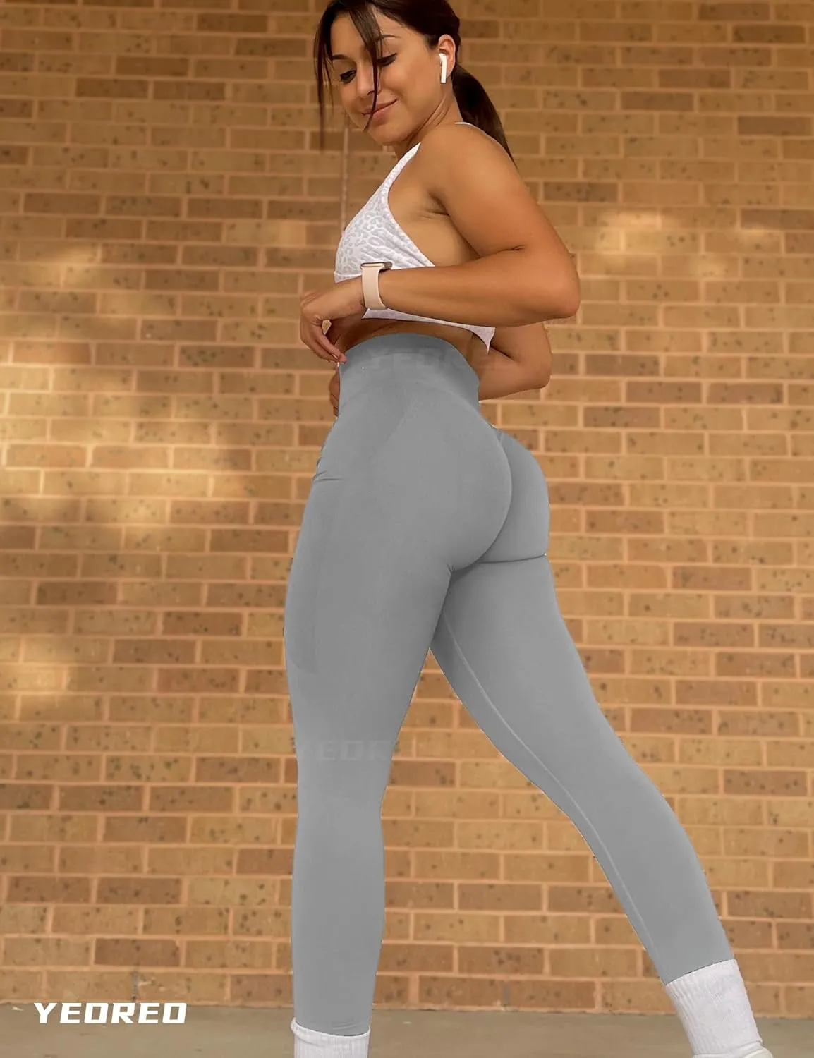YEOREO Amplify Leggings for Women Seamless Scrunch Leggings Butt Lifting Gym High Waisted Athletic Leggings