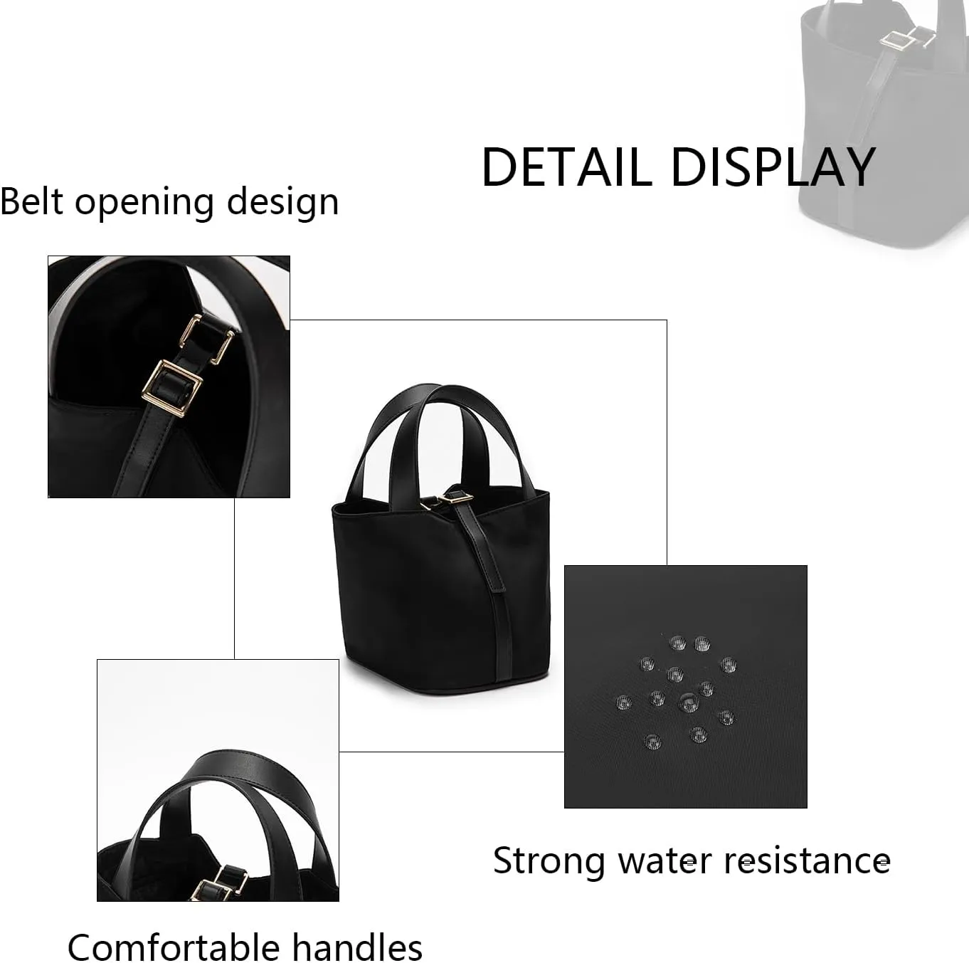 YONBEN® Tote Bucket Bag -Simple and Comfortable Handbag with Belt Opening Design Lightweight and Versatile Bucket Bag