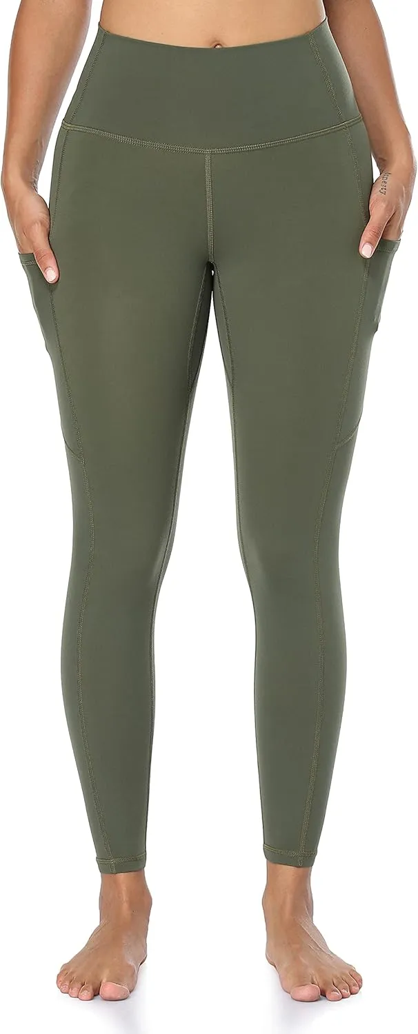 YUNOGA Women's High Waist Buttery Soft Athletic Yoga Pants 25" Inseam Leggings with Pockets