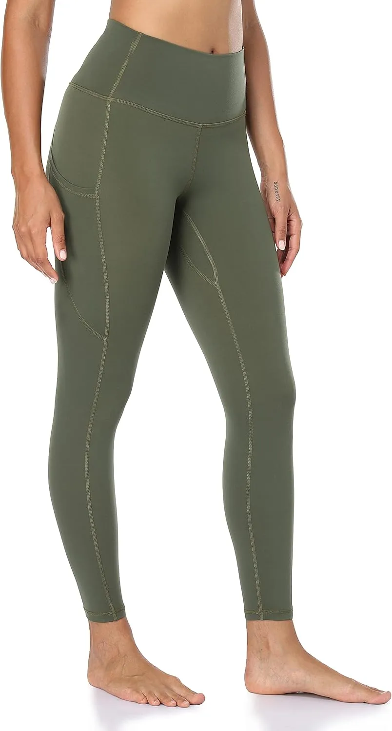 YUNOGA Women's High Waist Buttery Soft Athletic Yoga Pants 25" Inseam Leggings with Pockets
