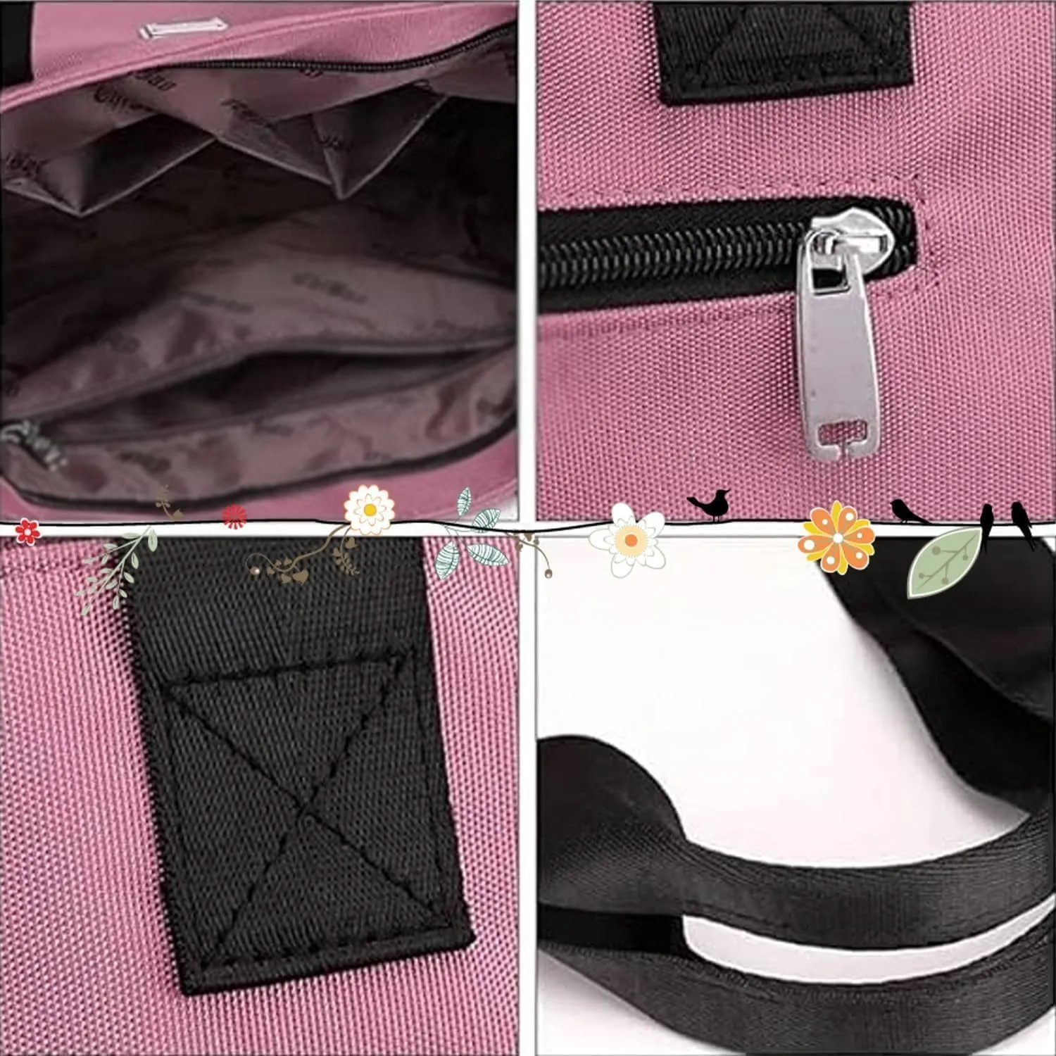 Zcjeaneviln Bag Waterproof, 2025 Large Capacity Waterproof Multi Pocket Nylon Shoulder Bag, Stylish and Lightweigh (Pink)