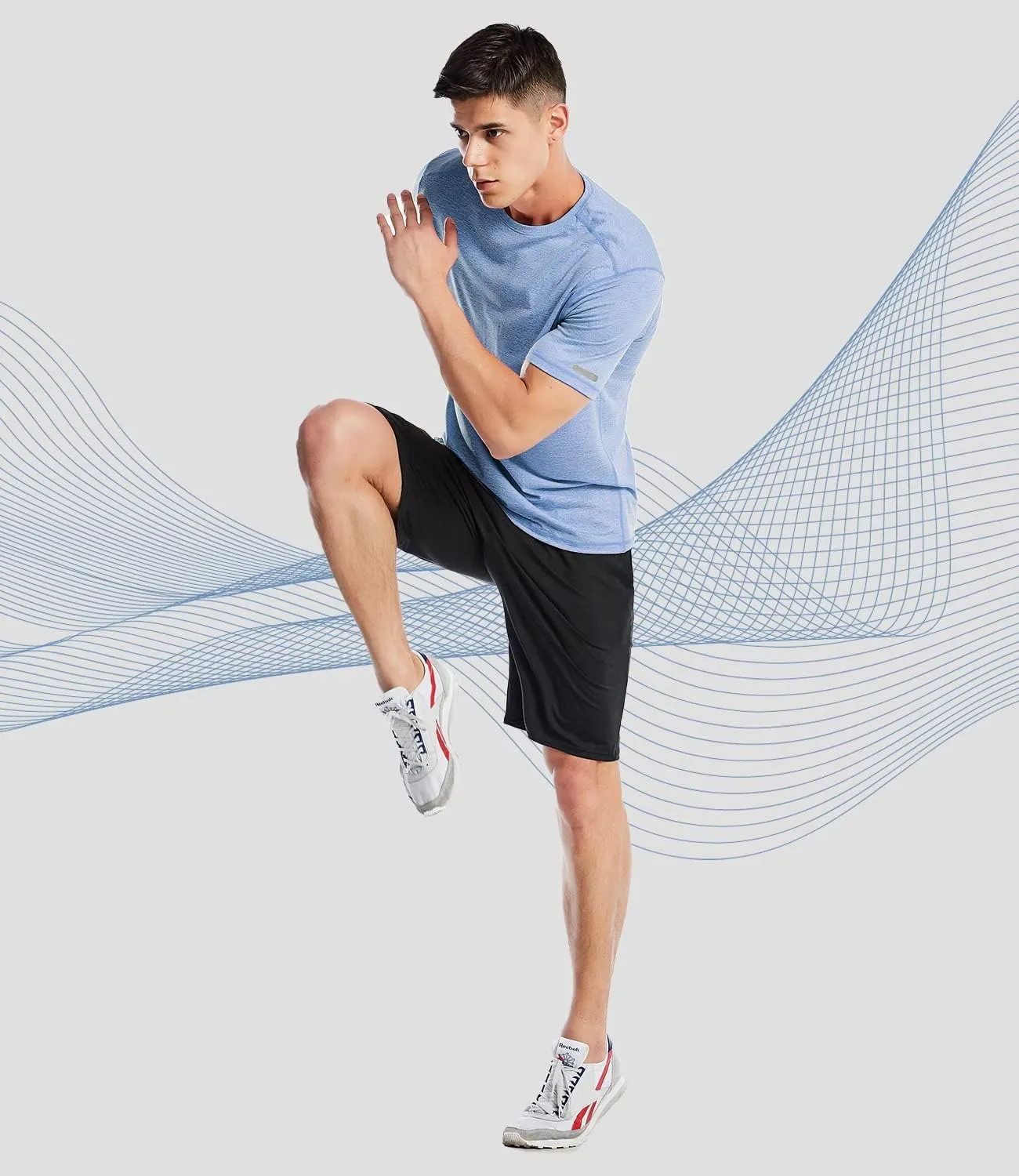 Zengjo Athletic Shirts for Men Short Sleeve Quick Dry Workout Running Gym Sport Exercise Tee Moisture Wicking