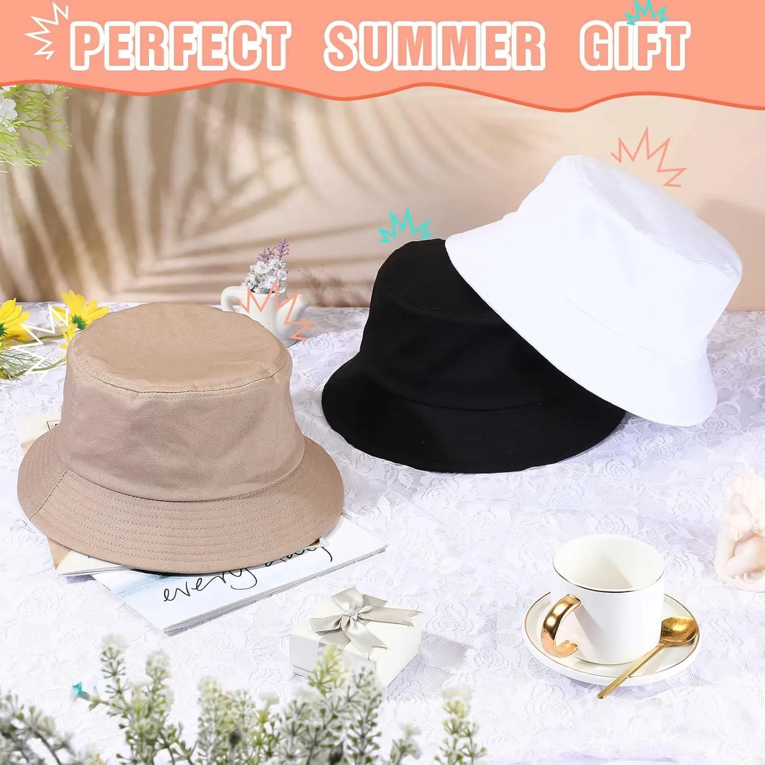 Zhanmai 3 Pcs XXL Bucket Hat for Man Woman Large Oversize Summer Beach Cotton Hats for Fisherman