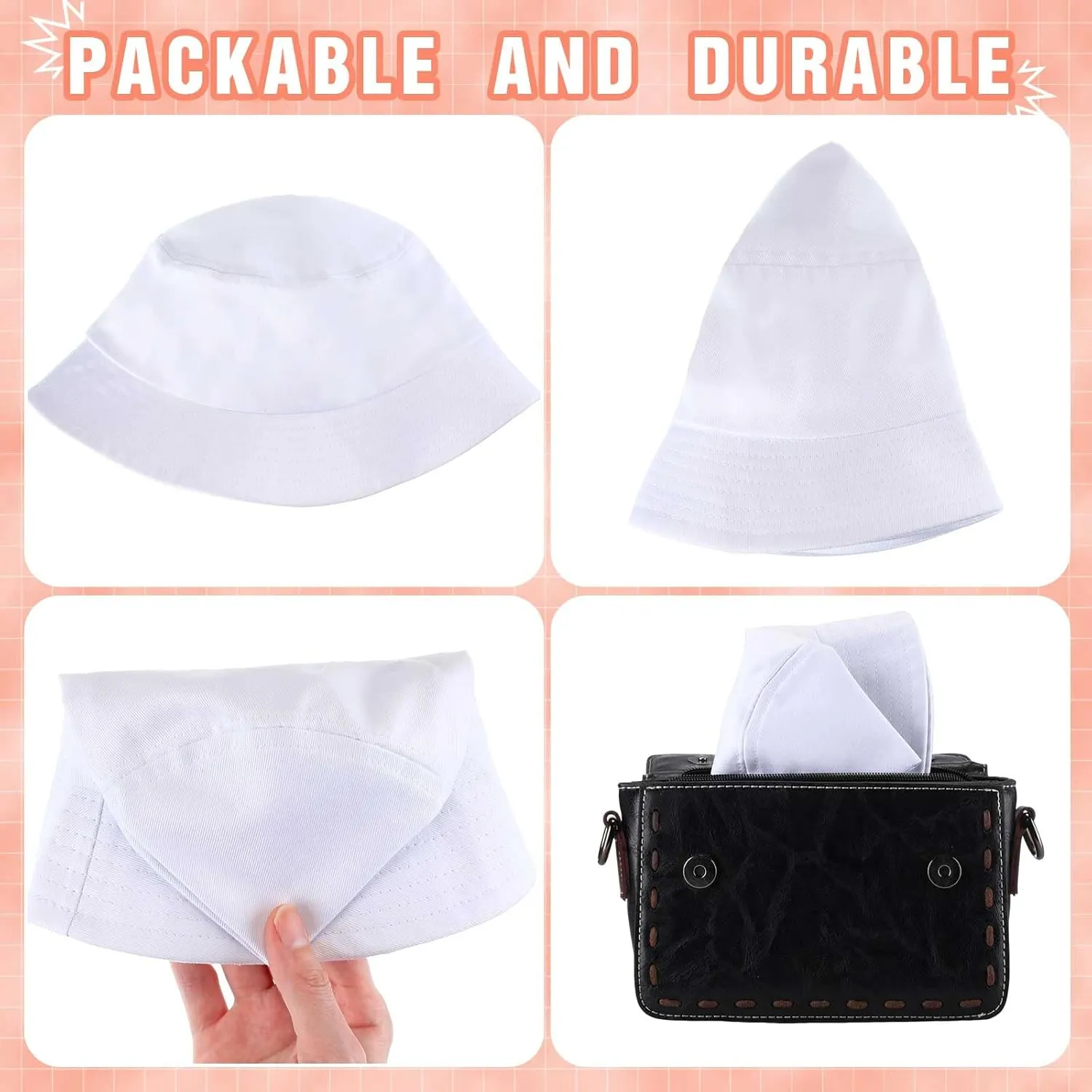 Zhanmai 3 Pcs XXL Bucket Hat for Man Woman Large Oversize Summer Beach Cotton Hats for Fisherman