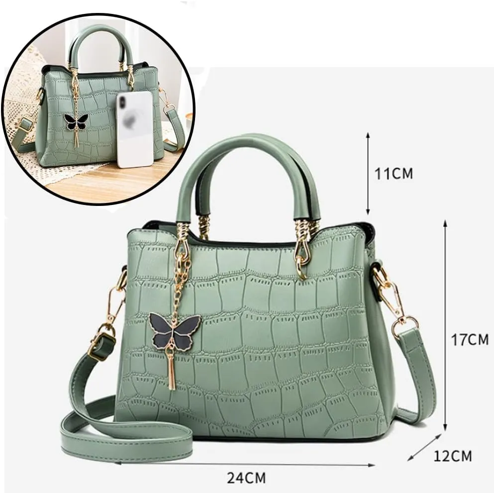 ZiMing Top-handle Handbag for Women Faux Leather Purse Crocodile Pattern Satchel Bag Medium Tote Bags Shoulder Crossbody Bag