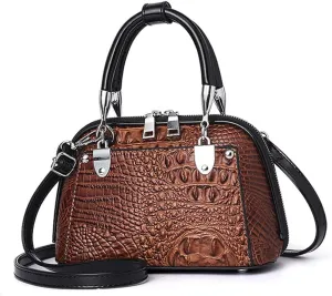 ZiMing Women Handbag Crocodile Embossed Purse Leather Satchel Bag Top Handle Bags Ladies Crossbody Shoulder Bag Medium Tote