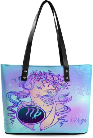 Zodiac Sign Virgo Hobo Handbags With Zipper Large Capacity Satchel Tote Bag Shoulder Bag