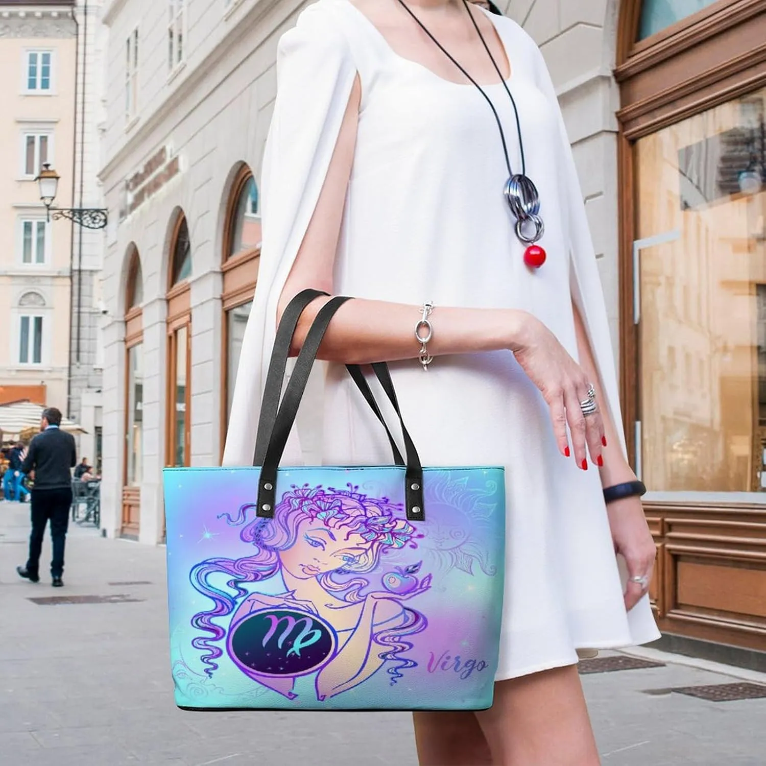 Zodiac Sign Virgo Hobo Handbags With Zipper Large Capacity Satchel Tote Bag Shoulder Bag