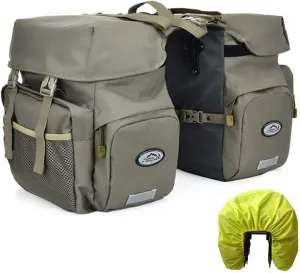 ZTZ 50L Panniers Bike Bags, Waterproof Bike Panniers Made of High-Density 600D Polyester for Durable Use, Bike Saddle Bag come with Reflective Trim and Rain Cover, Easy Organize