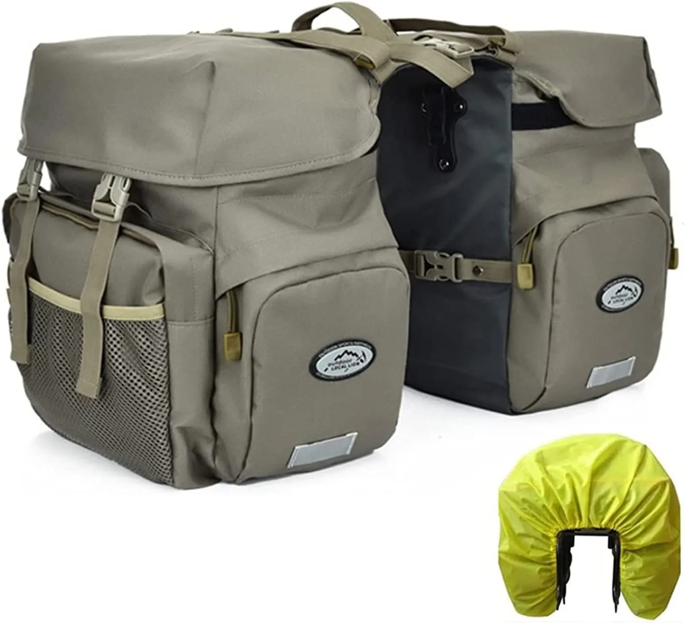 ZTZ 50L Panniers Bike Bags, Waterproof Bike Panniers Made of High-Density 600D Polyester for Durable Use, Bike Saddle Bag come with Reflective Trim and Rain Cover, Easy Organize