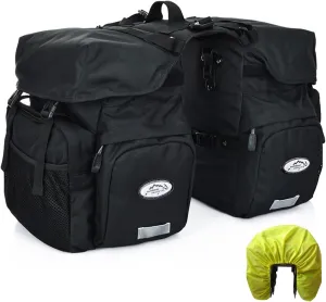 ZTZ 50L Panniers Bike Bags, Waterproof Bike Panniers Made of High-Density 600D Polyester for Durable Use, Bike Saddle Bag come with Reflective Trim and Rain Cover, Easy Organize